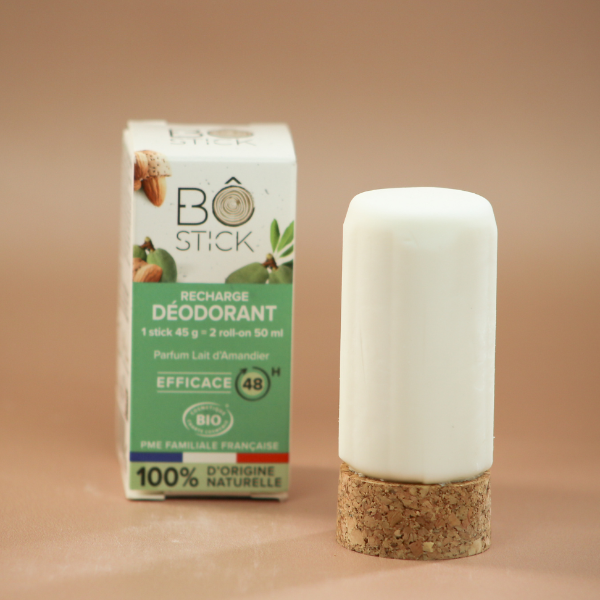 BÔ Nouvelle formule - Duo applicateur en bois et déodorant solide lait d'amandier